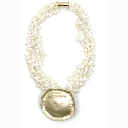 Sea Lily Pearl With Disc Necklace at Helen Ainson in Darien Ct 06820