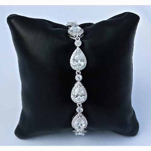 Diamond 3 Row Tear Drop Bracelet