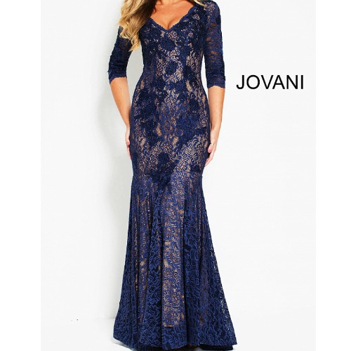 navy lace gown