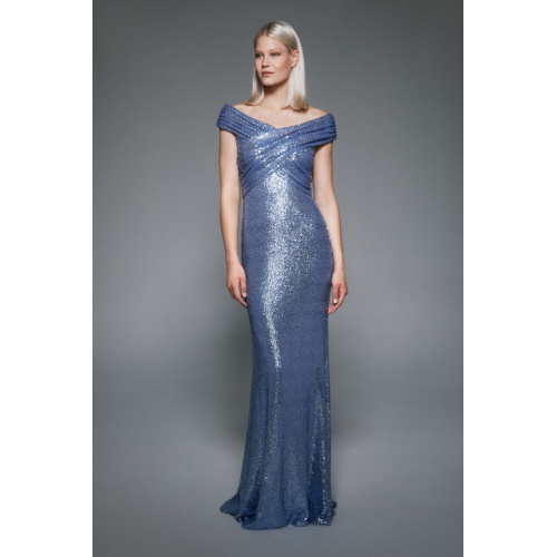 Tadashi Off-The-Shoulder Sequin Gown