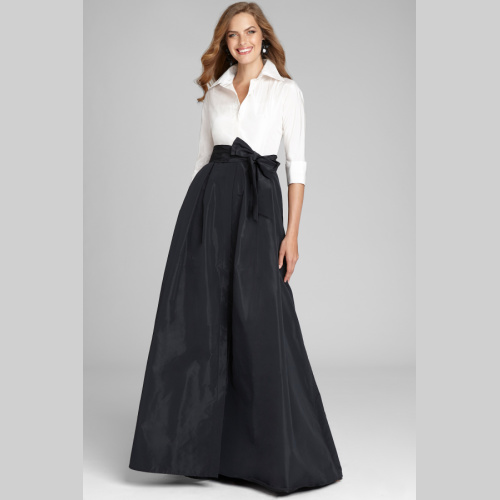 teri jon 99026BL 3/4 SLEEVE TAFFETA SHIRT WAIST COLOR BLOCK GOWN