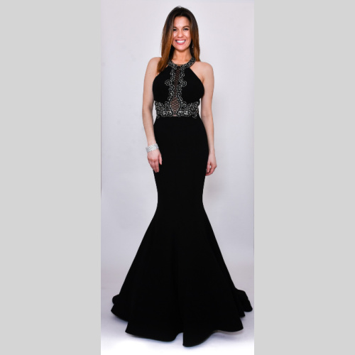 Sabaroma Black beaded gown 4368 for mother of the bride or groom or balck tie