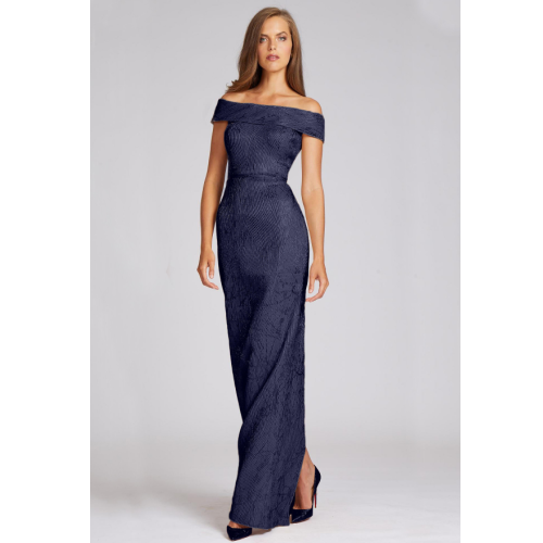 Teri Jon Off-The-Shoulder Column Gown 