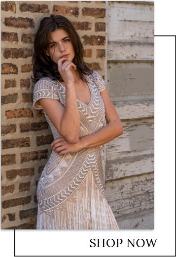 Brooklyn Beaded Fitted Short Dress with Open Back