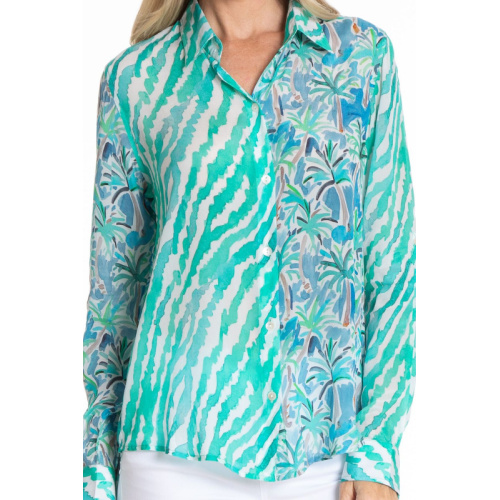 APNY Button-up with Roll up Tab Sleeve/ Mix Media at Helen Ainson in Darien CT 06820
