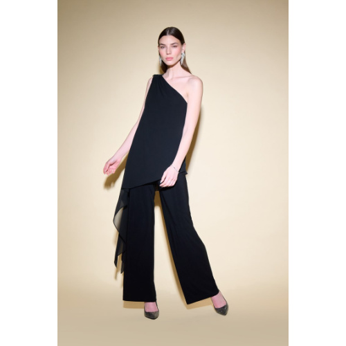 Silky Knit And Chiffon One Shoulder Jumpsuit With Cape at Helen Ainson in Darien CT 06820