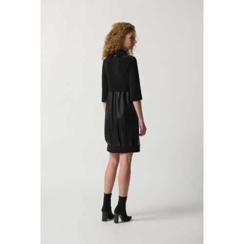 Joseph Ribkoff Faux-Leather and Knit Cocoon Dress at Helen Ainson in Darien CT 06820
