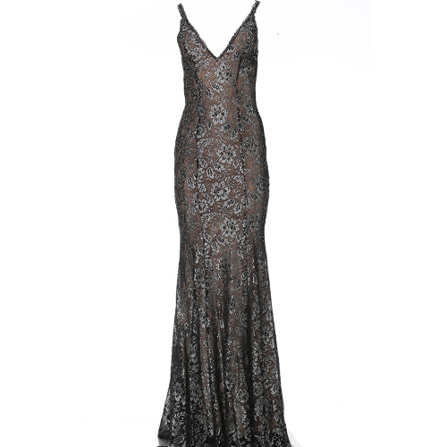Jovani 02906 Metallic Lace Evening Dress