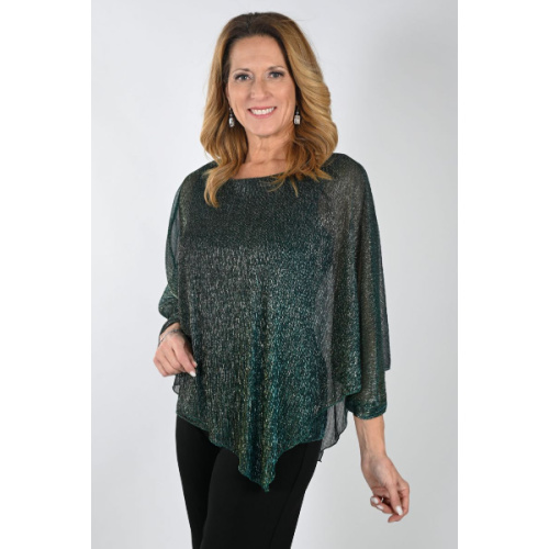 Frank Lyman Green/Turquoise Top with Chiffon Overlay Style 239159 at Helen Ainson in Darien CT 06820