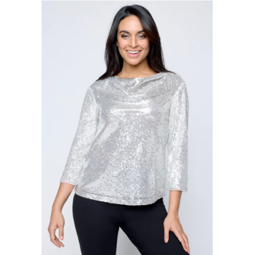 Carre Noir 3/4-sleeve sequin top at Helen Ainson in Darien CT 06820