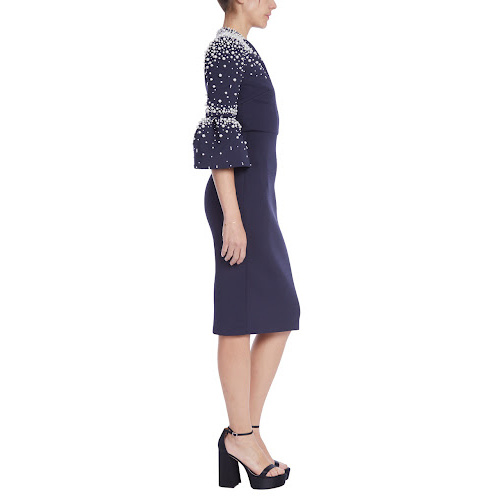 BADGLEY MISCHKA Pearl Dress with Flounce Sleeves