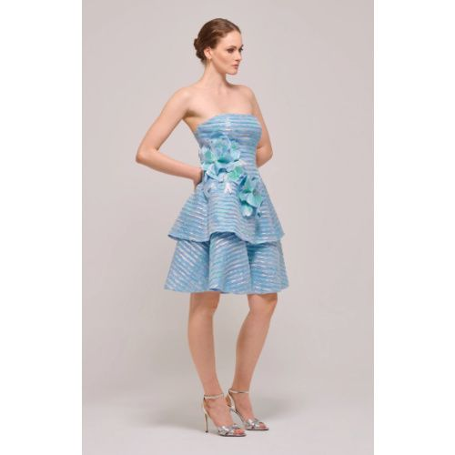 John Paul Ataker Strapless Layered Mini Dress at helen ainson in darien ct 06820