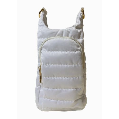 Ahdorned Emma Quilted Puffy Water Bottle Holder w/2" Solid Strap at helen ainson in darien ct 06820