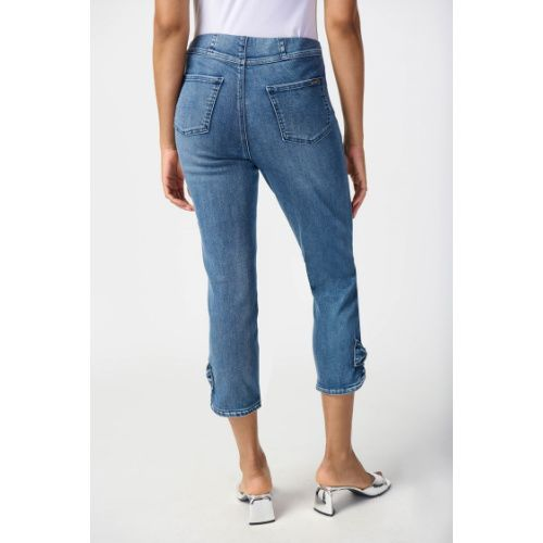 Joseph Ribkoff Slim Crop Jeans with Bow Detail at helen ainson darien ct 06820