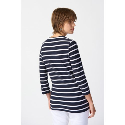 Joseph Ribkoff Striped Silky Knit Fitted Top at helen ainson darien ct 06820