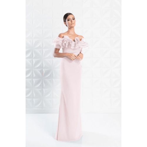 Alexander by Daymor 1257 Ruffled Off The Shoulder Gown at Helen Ainson