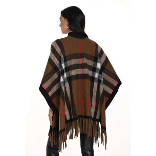 Frank Lyman Brown/Red Knit Poncho at Helen Ainson
