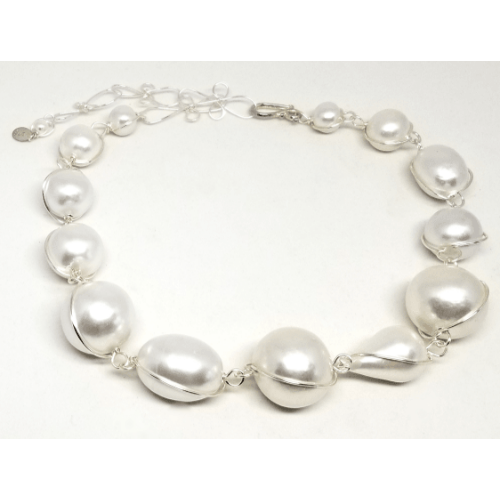 Abra Couture White Cottonball sw Necklace at Helen Ainson
