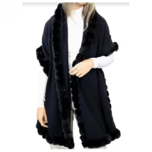 新品 FLEA HONORA 公式 ロンT L フェード黒 La Fiorentina Wrap Scarf with Faux Trim - Helen Ainson
