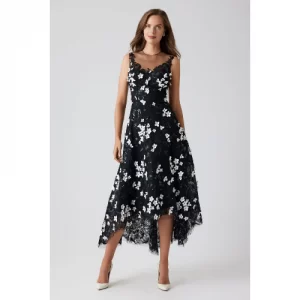 sachin and babi light blue dress TERI JON TULLE BEADED 3D FLOWER. HIGH LOW HEM DRESS