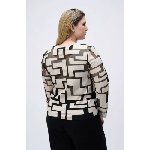 Joseph Ribkoff Mesh & Leatherette Fitted Jacket - Helen Ainson