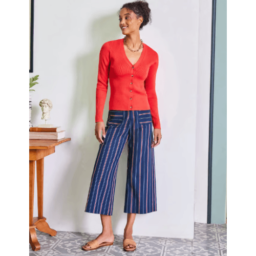 Karen Kane Stripe Cropped Wide Leg Pants at Helen Ainson