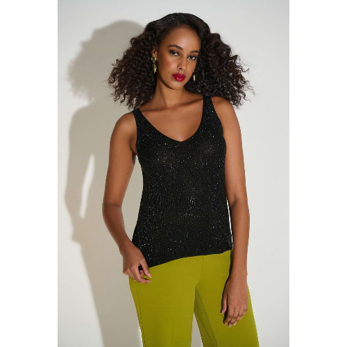 Joseph Ribkoff Metallic Knitted Camisole with Rhinestones at Helen Ainson