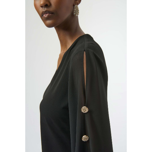 Joseph Ribkoff Moss Crepe and Chiffon Fitted Top at Helen Ainson