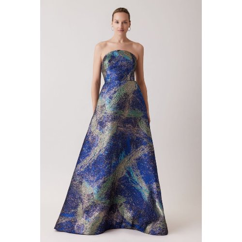 TERI JON NET JACQUARD STARBURST PATTERN GOWN AT HELEN AINSON
