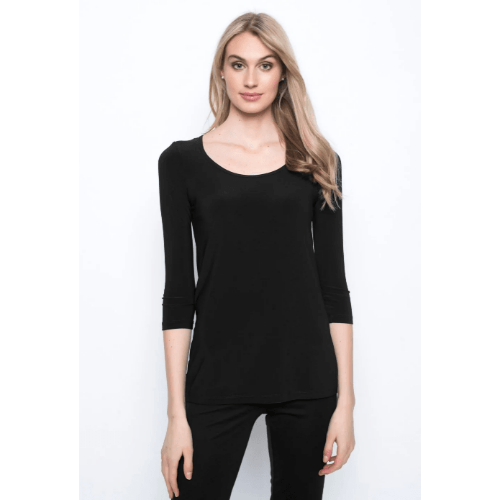 Picadilly 3/4 Sleeve Round Neck Top at Helen Ainson