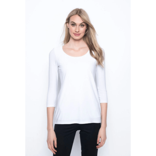 Picadilly 3/4 Sleeve Round Neck Top at Helen Ainson