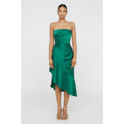 THEIA SINEAD STRAPLESS MIDI DRESS AT HELEN AINSON