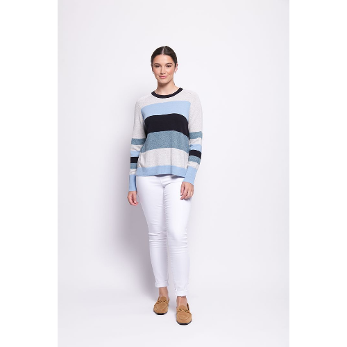 Foil Striped Crewneck Sweater at Helen Ainson