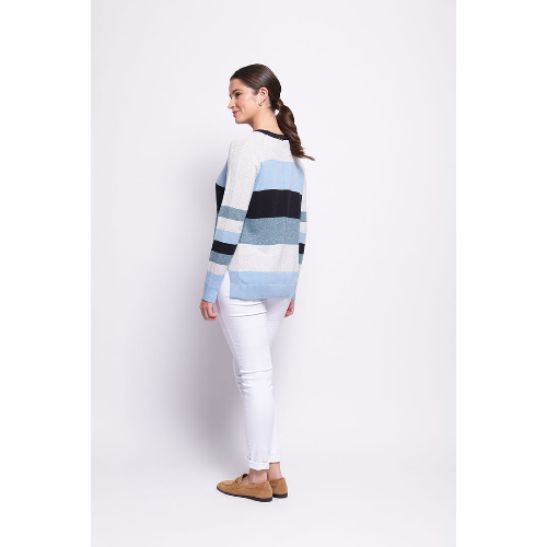 Foil Striped Crewneck Sweater at Helen Ainson