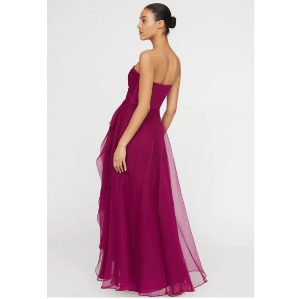 THEIA Teresa Strapless Draped Gown at Helen Ainson