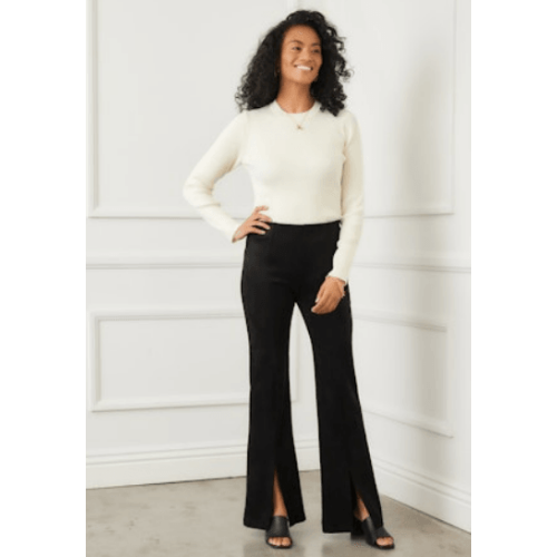Karen Kane Faux Suede Front Slit Pants at Helen Ainson