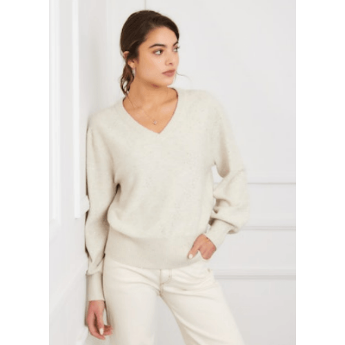 Karen Kane Sequin V Neck Sweater at Helen Ainson