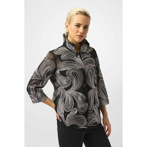 Joseph Ribkoff Embroidered Mesh Straight Jacket at Helen Ainson