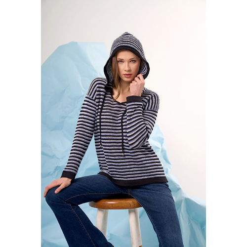 French Kyss Crochet Striped Sweater at Helen Ainson