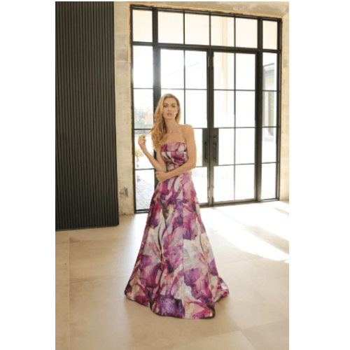 Kelly Chase Couture Strapless Printed Gown at Helen Ainson