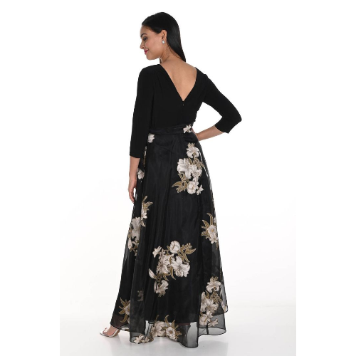 Frank Lyman Floral V-neck Gown Style 249419 at Helen Ainson