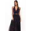 hutch liona halter v-neck tulle maxi dress NEW Hutch Liona Halter V-Neck Tulle Maxi Dress Size 2