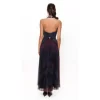 hutch liona halter v-neck tulle maxi dress Hutch Liona Halter V-Neck Tulle Maxi Dress In Black - 29% Off