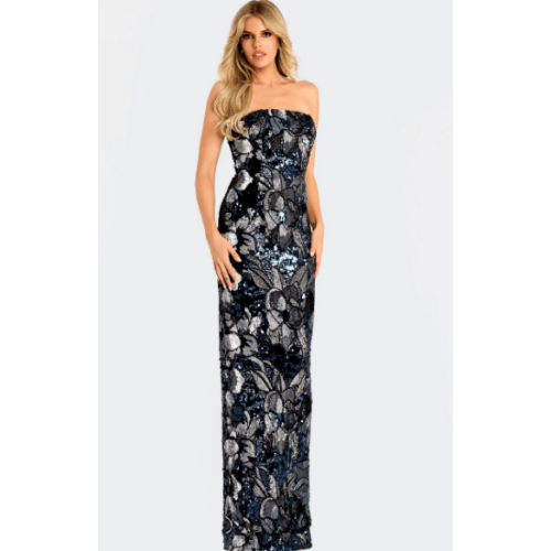Jovani Sequin Floral Gown With Cape Overlay at Helen Ainson