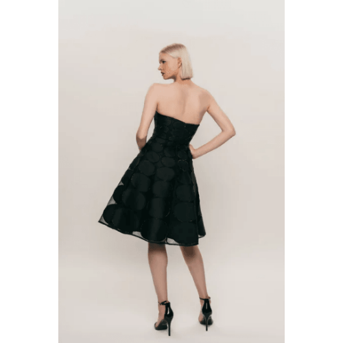 Hynes Park Strapless Circle-Embroidered Cocktail Dress with Crystal Beading at Helen Ainson