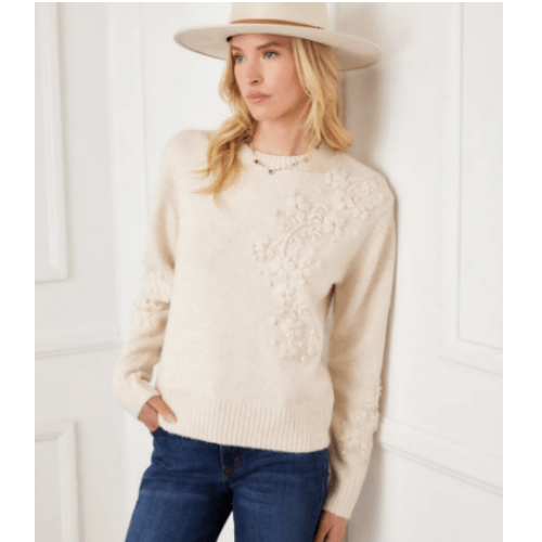 Karen Kane Hand Embroidered Flower Detail Sweater at Helen Ainson