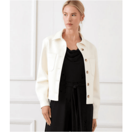 Karen Kane Faux Leather Cropped Jacket at Helen Ainson