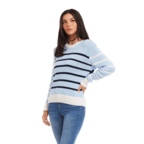 Karen Kane Stripe Crewneck Sweater at Helen Ainson