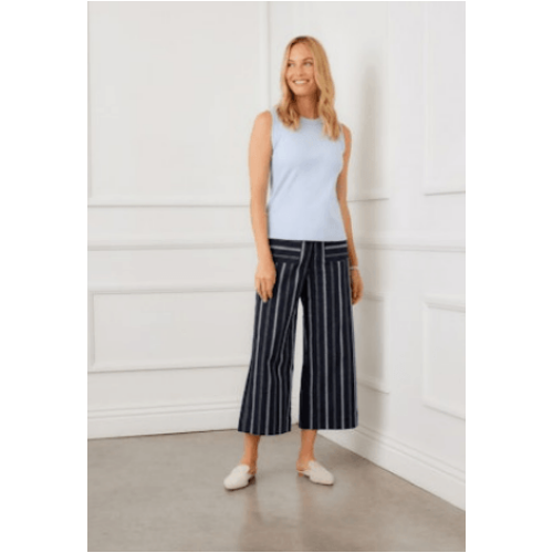 Karen Kane Stripe Cropped Wide Leg Pants at Helen Ainson