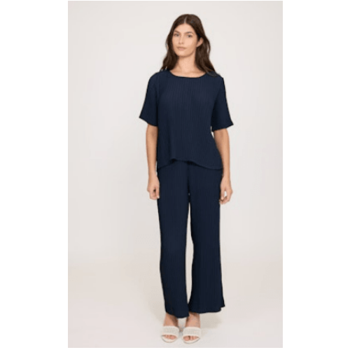 Pistache Pleated Plissé Pant at Helen Ainson